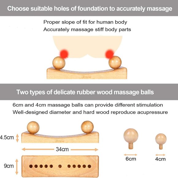 Wooden Trigger Point Massager | Hip Hook, Back & Neck Pain Relief Tool - Picture 4 of 6